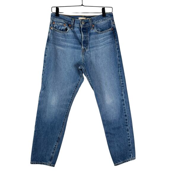 Levi's High-Rise Wedgie Straight Cropped Button Fly Jeans Cotton Womens Size 28 - Picture 2 of 12